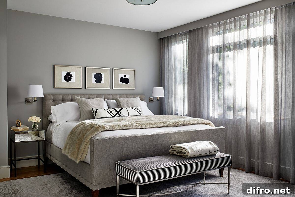 Contemporary bedroom in gray
