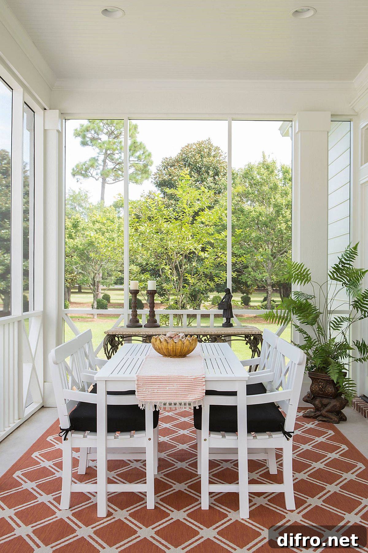 White porch with terracotta accents