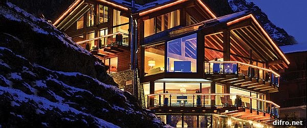 Exterior view of Chalet Zermatt Peak overlooking Zermatt and the Matterhorn