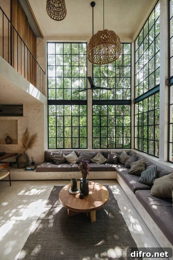 Floor-to-Ceiling Windows to Maximize Natural Light and Space 11 Gorgeous two-story window in a living area, flooding the space with light.