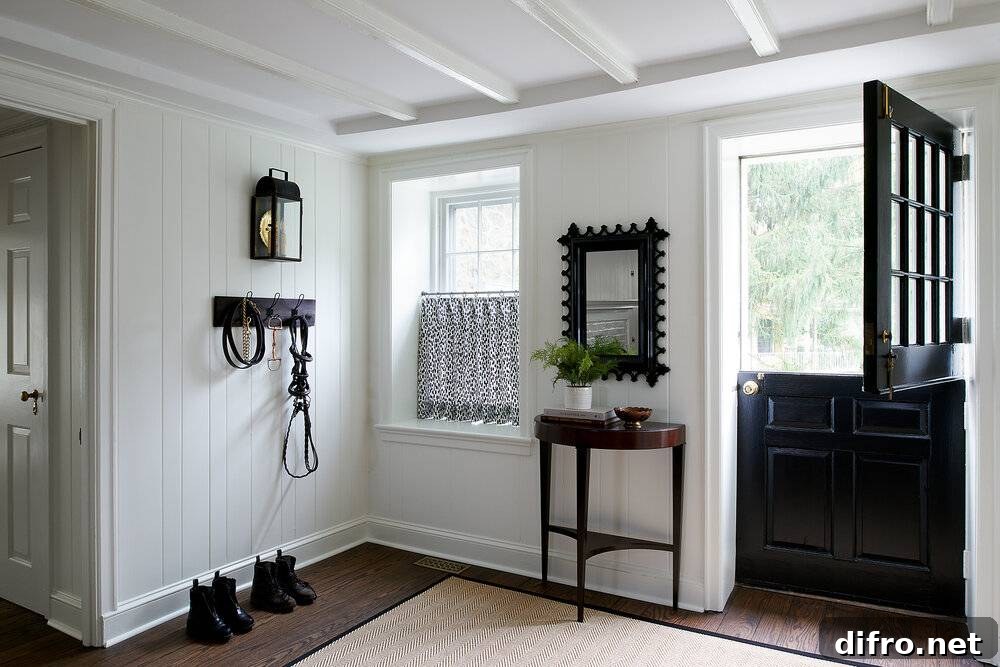 Two-part front door open halfway