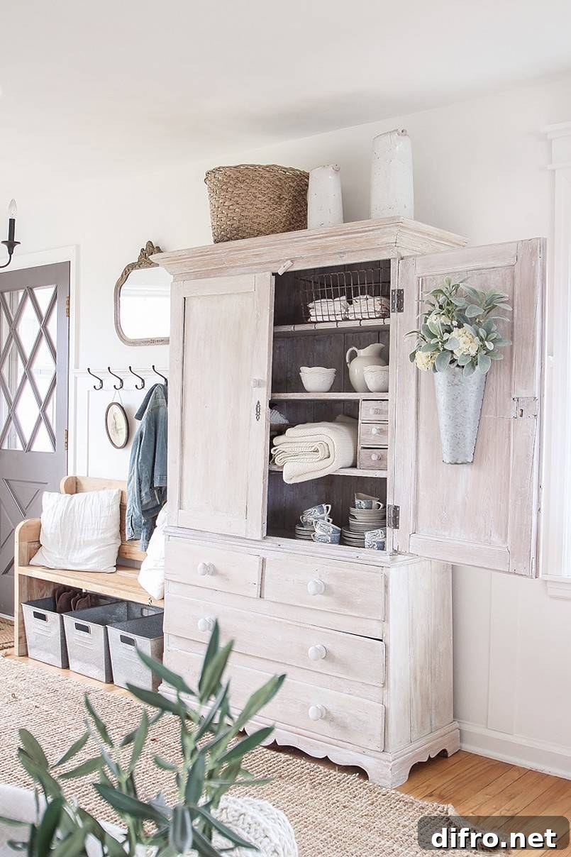 Entryway with cabinet and bench