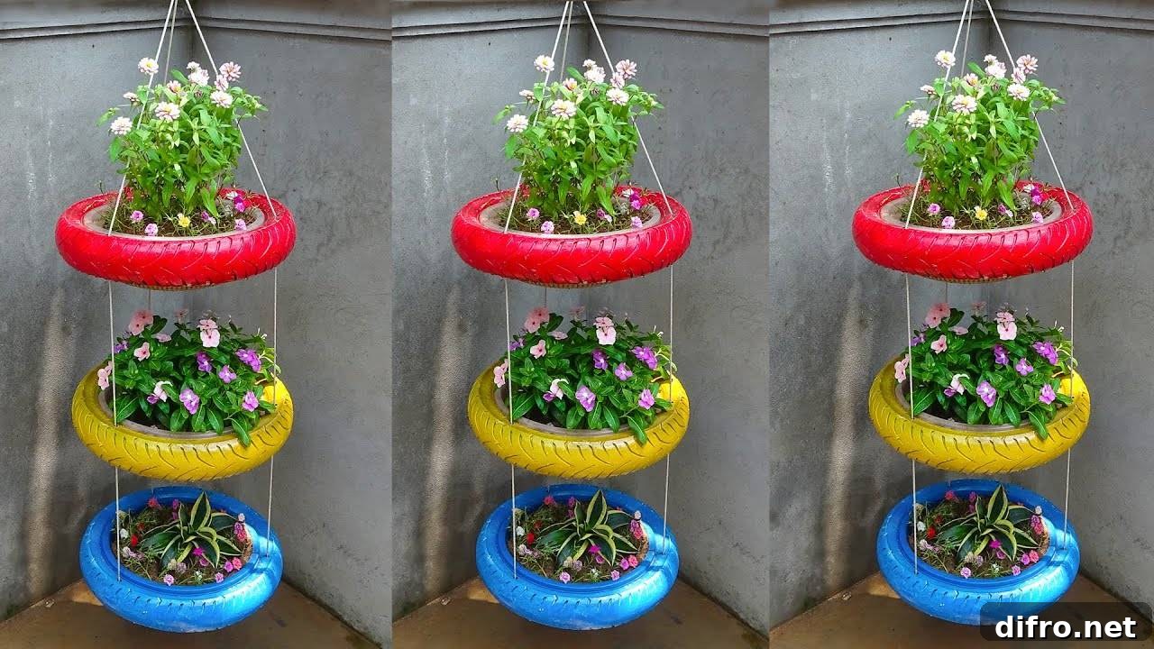 Painted Tyre Planter
