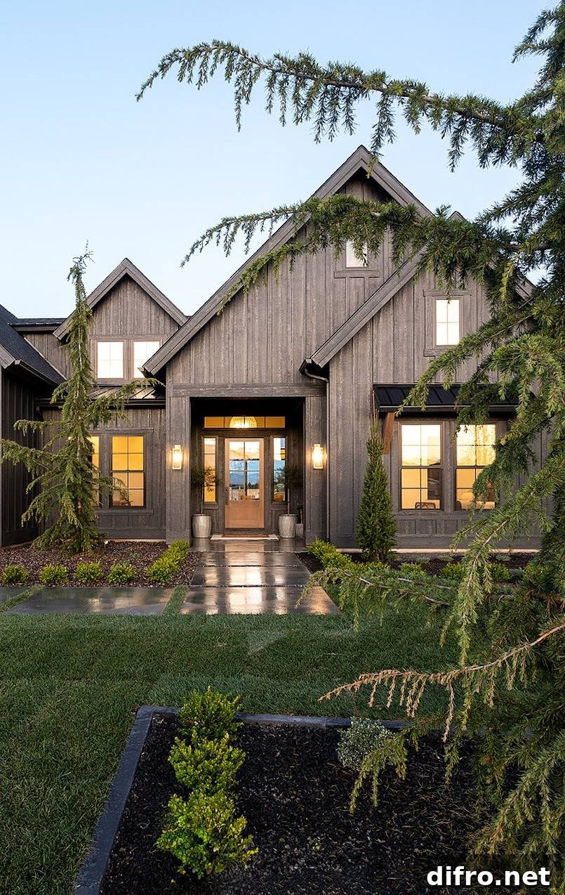 Rustic black farmhouse exterior