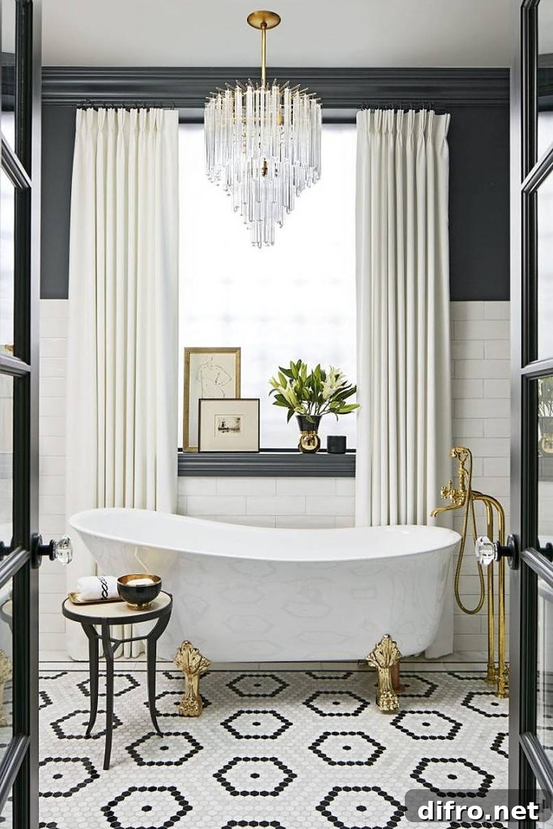 Bathtub with gold legs and faucet