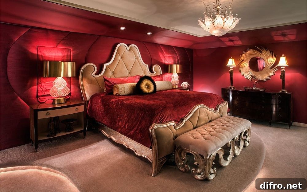 Regal red and gold gothic bedroom