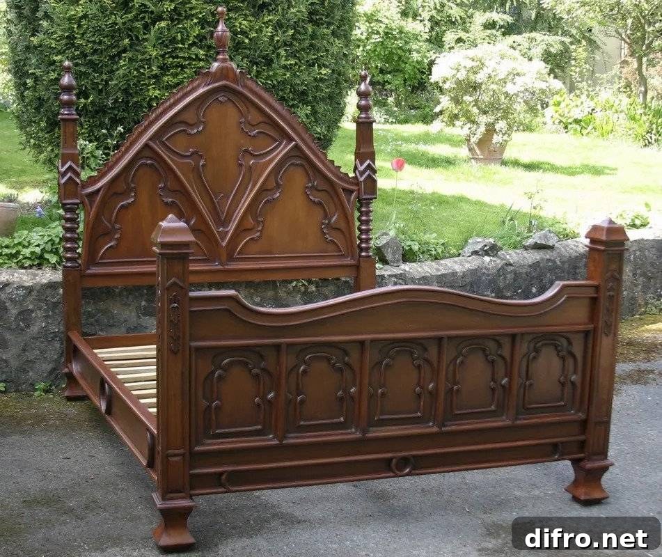 Gothic Carved Bed Frame