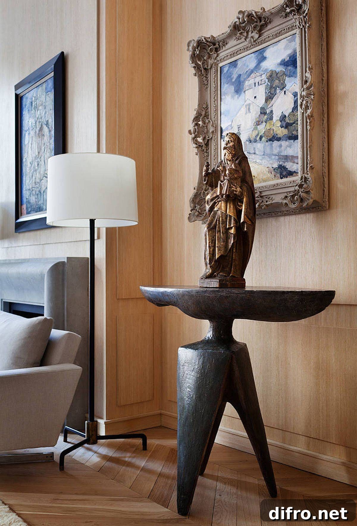 Decorative pieces and classic wall art in a modern Tribeca home