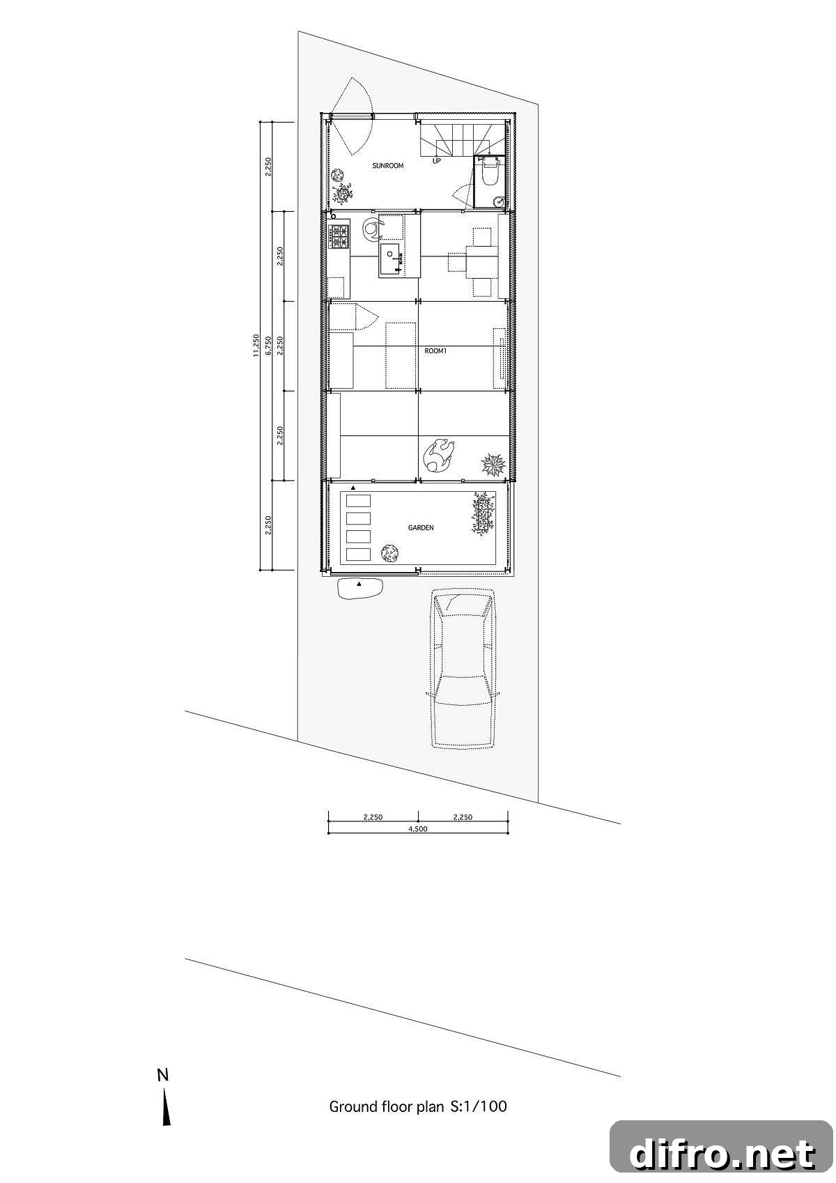 Adaptable Metal-Frame Japanese Home with Movable Walls 11 Ground floor plan of the adaptable and flexible house