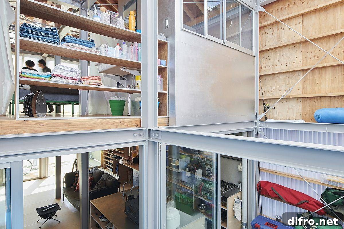 Adaptable Metal-Frame Japanese Home with Movable Walls 8 Flexible rooms created inside the house