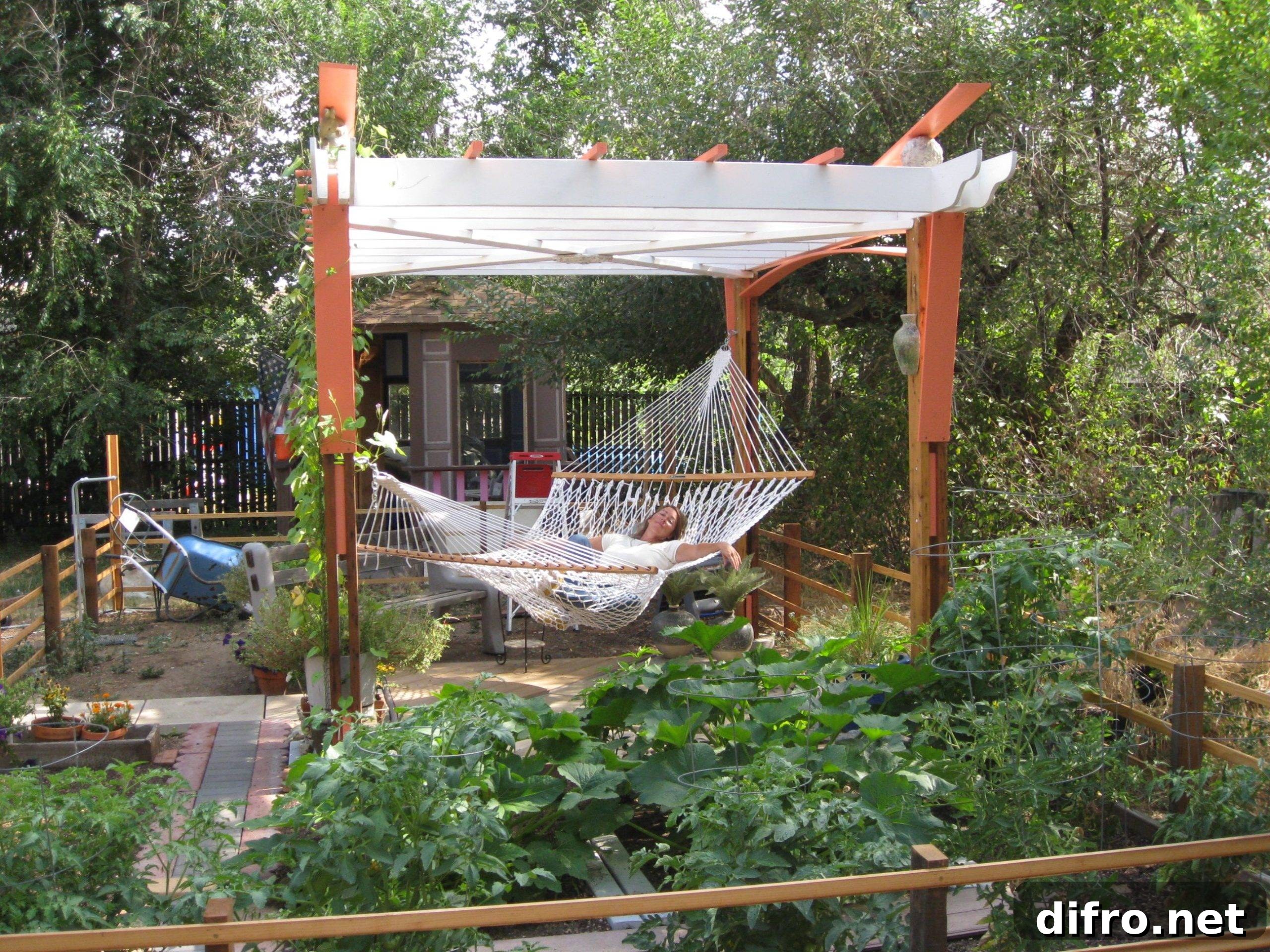 Hanging Hammock on Pergola