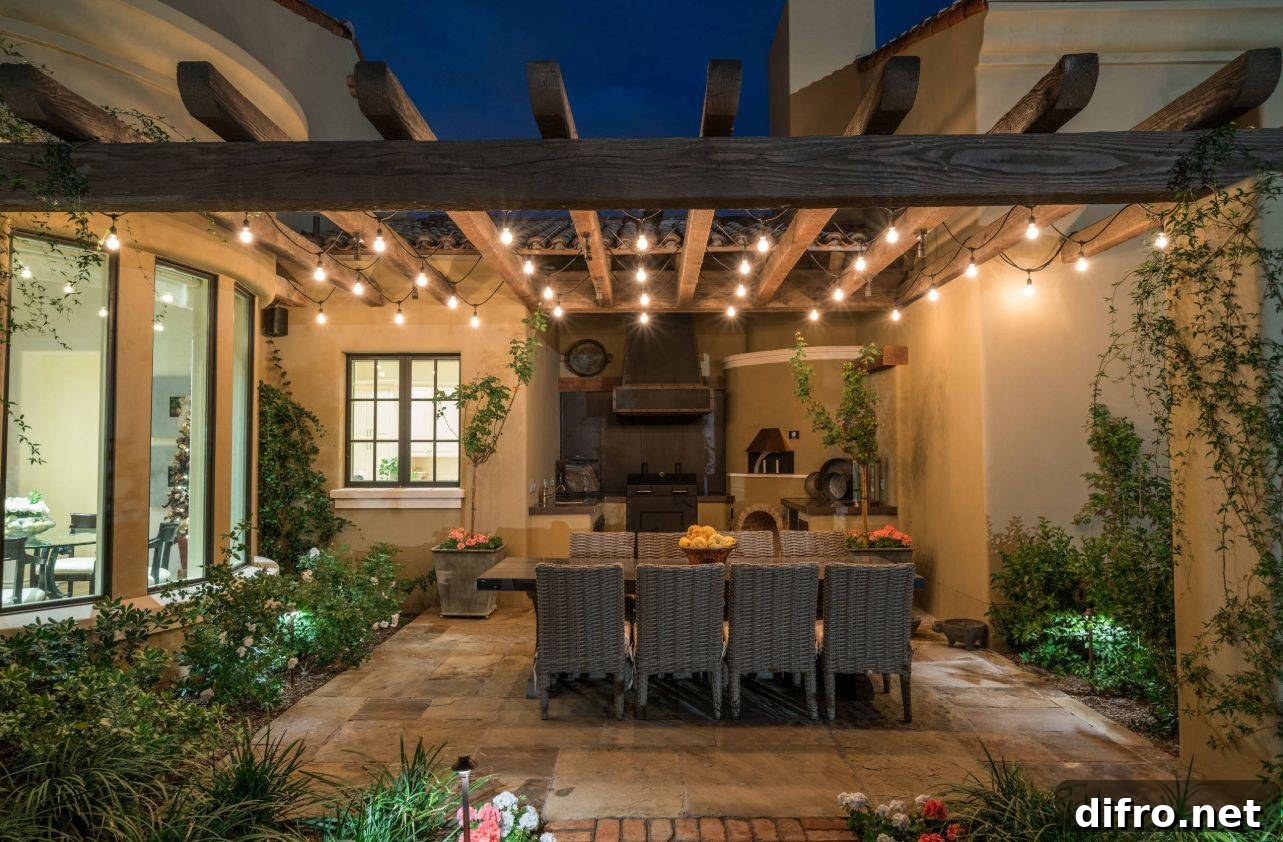 Hanging Lights on a Pergola