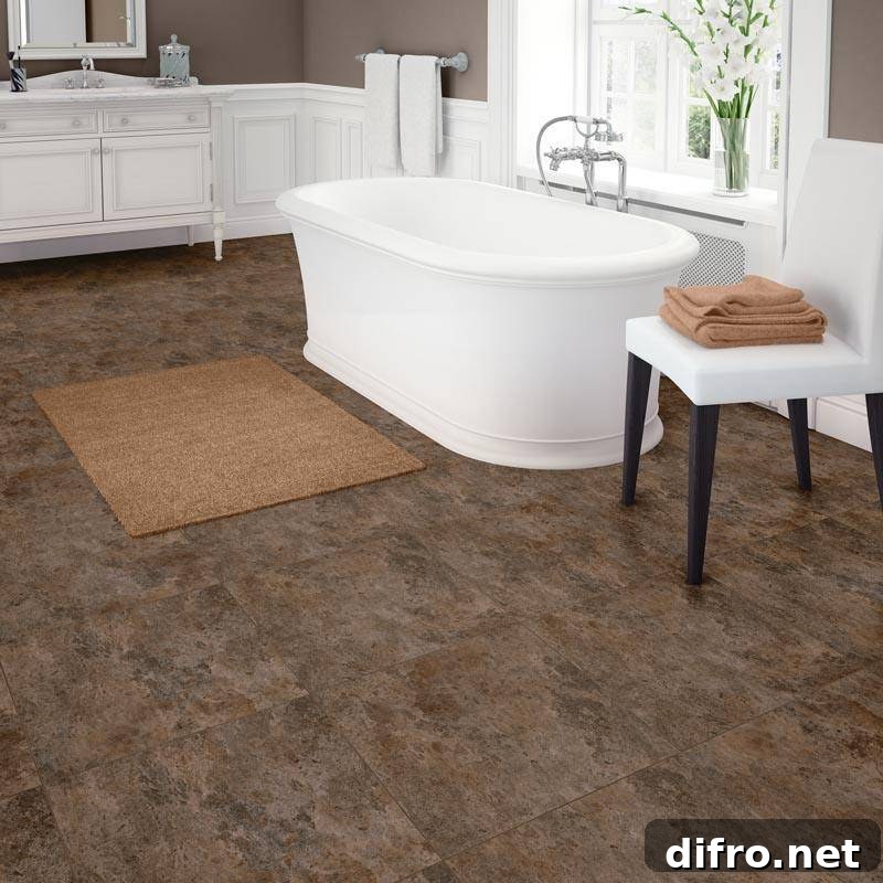 Bathroom with brown flooring