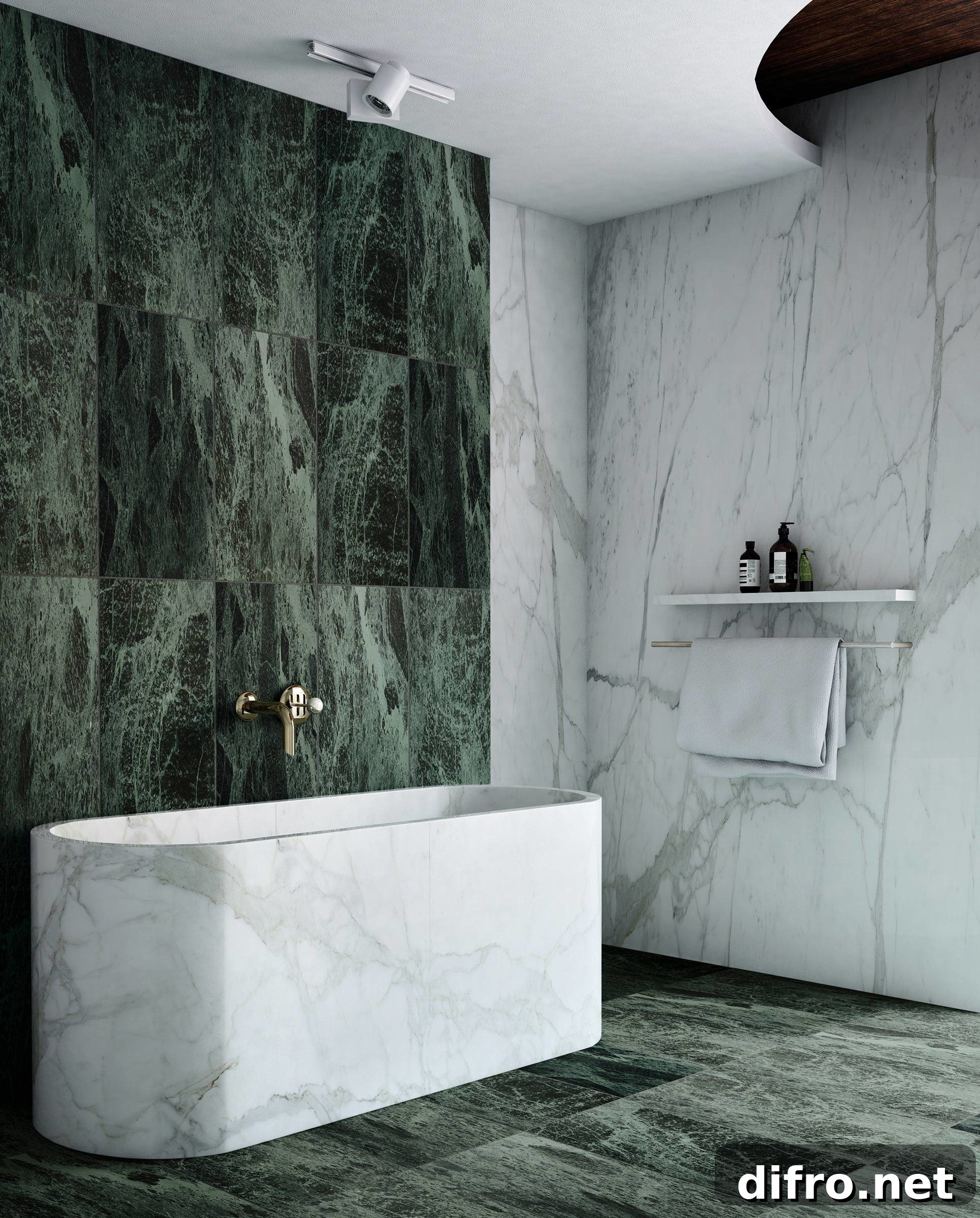 Marble tub and wall bathroom
