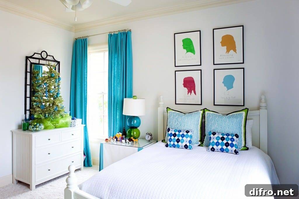 Vivacious pops of color in a neutral bedroom