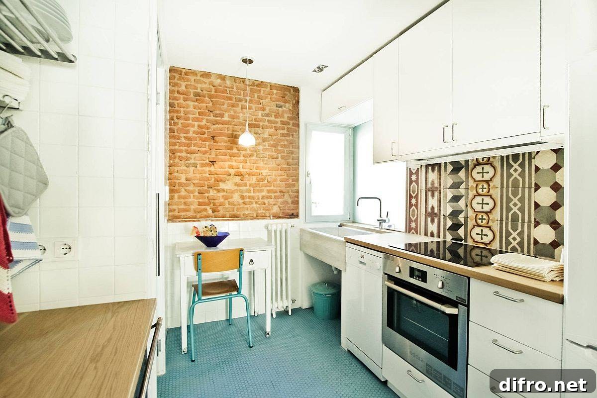 Balancing color and a clutter-free environment in a small kitchen
