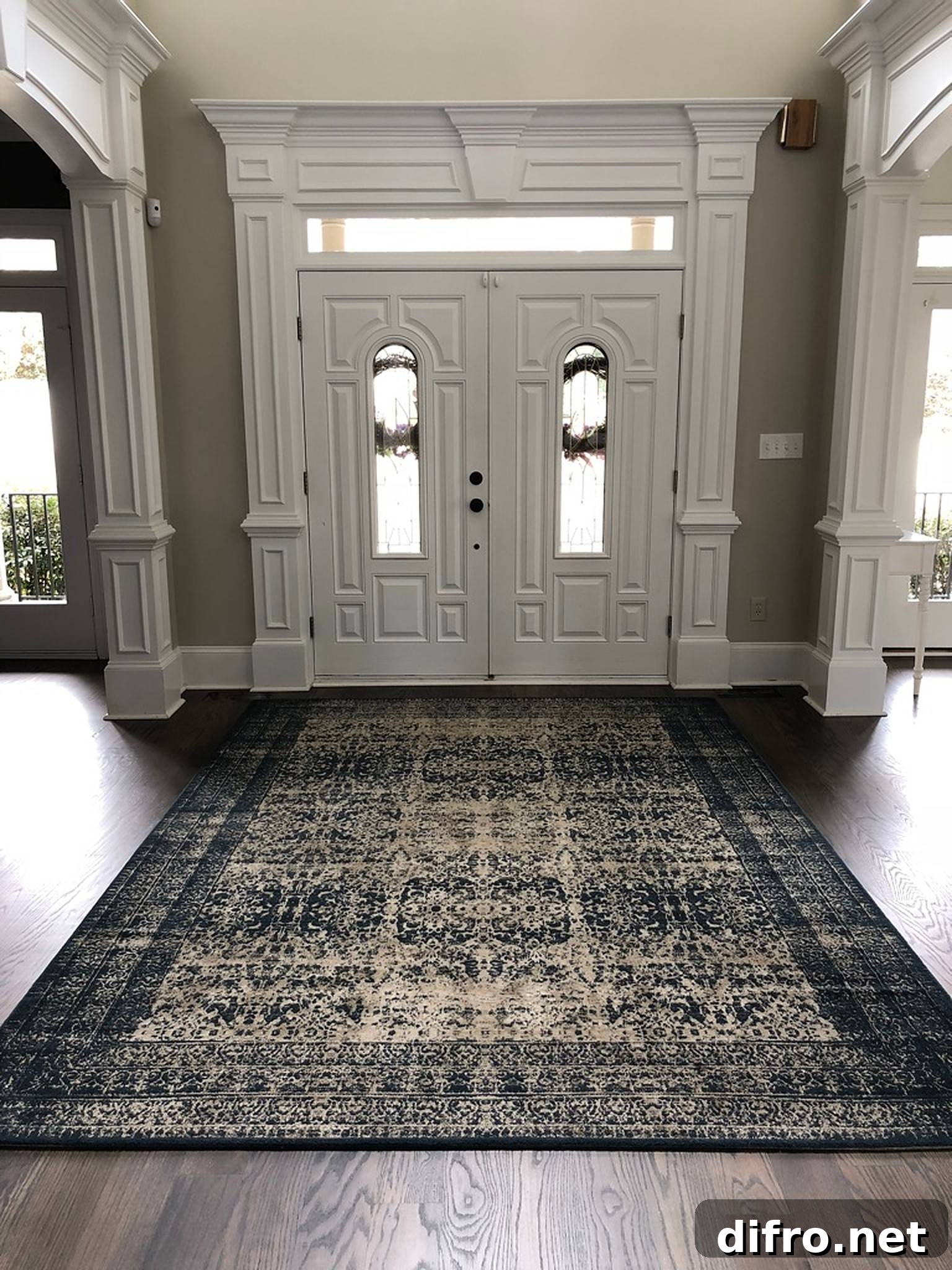 Large rug by front door entrance