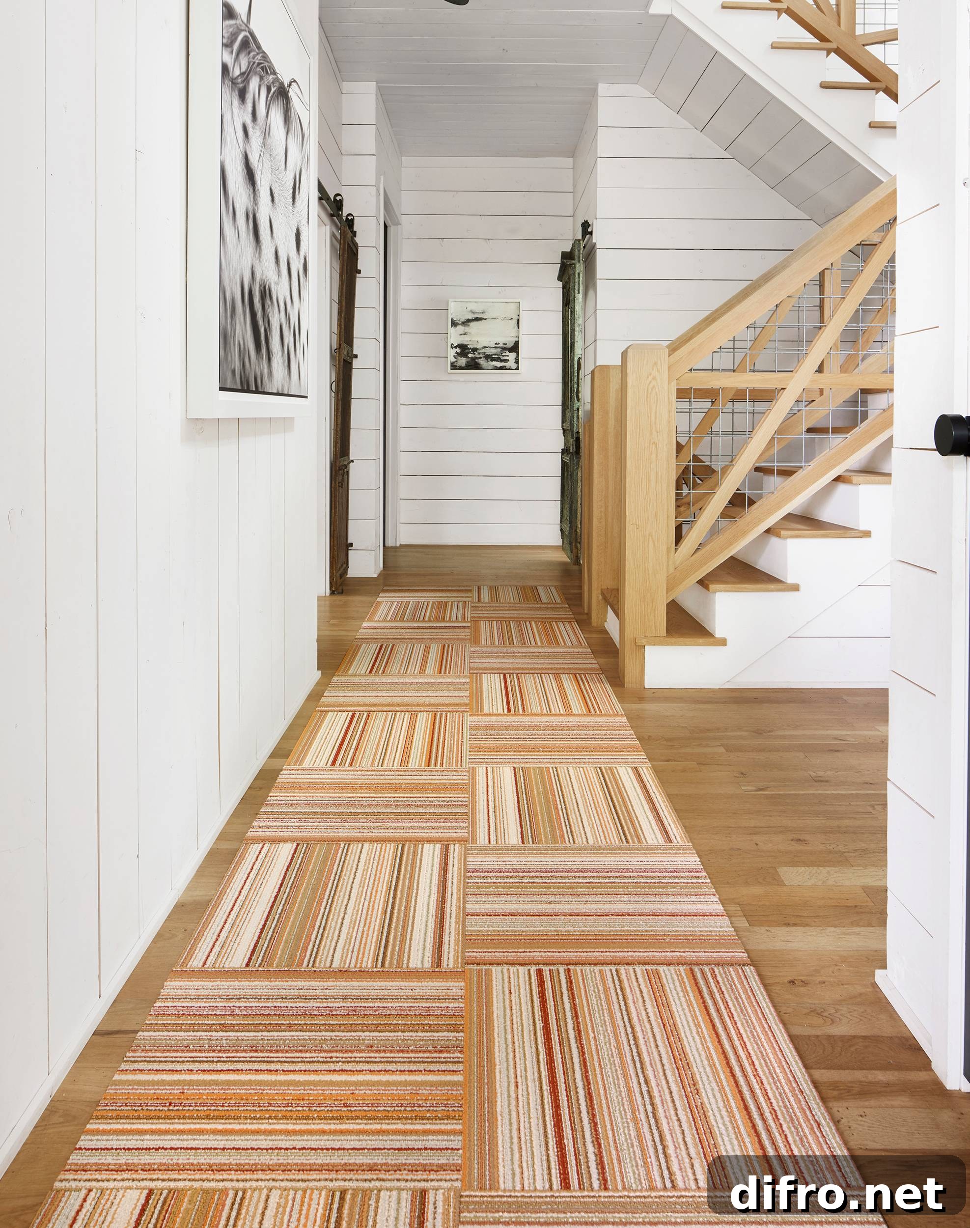 Rustic staircase and hallway
