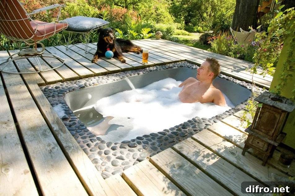 Indoor-Outdoor Sunken Bathtub