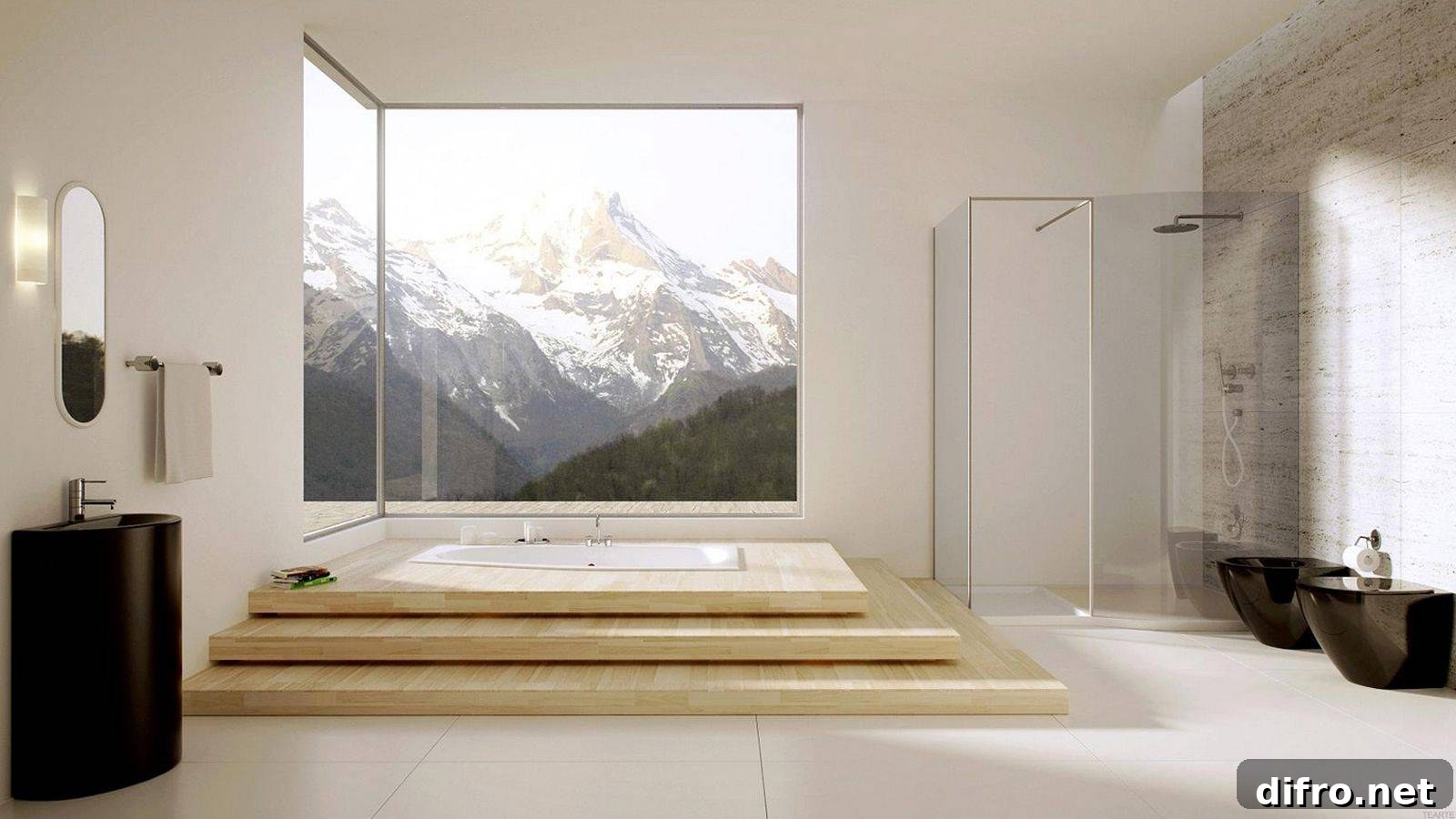 Shower Space And Sunken Bathtub Combined