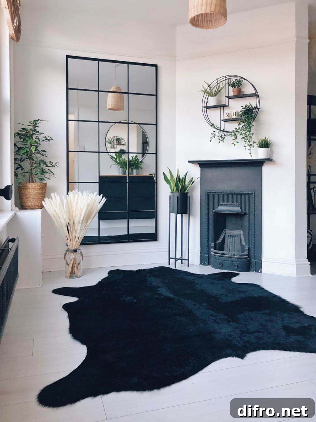 Minimalist Space with Blue Cowhide Rug