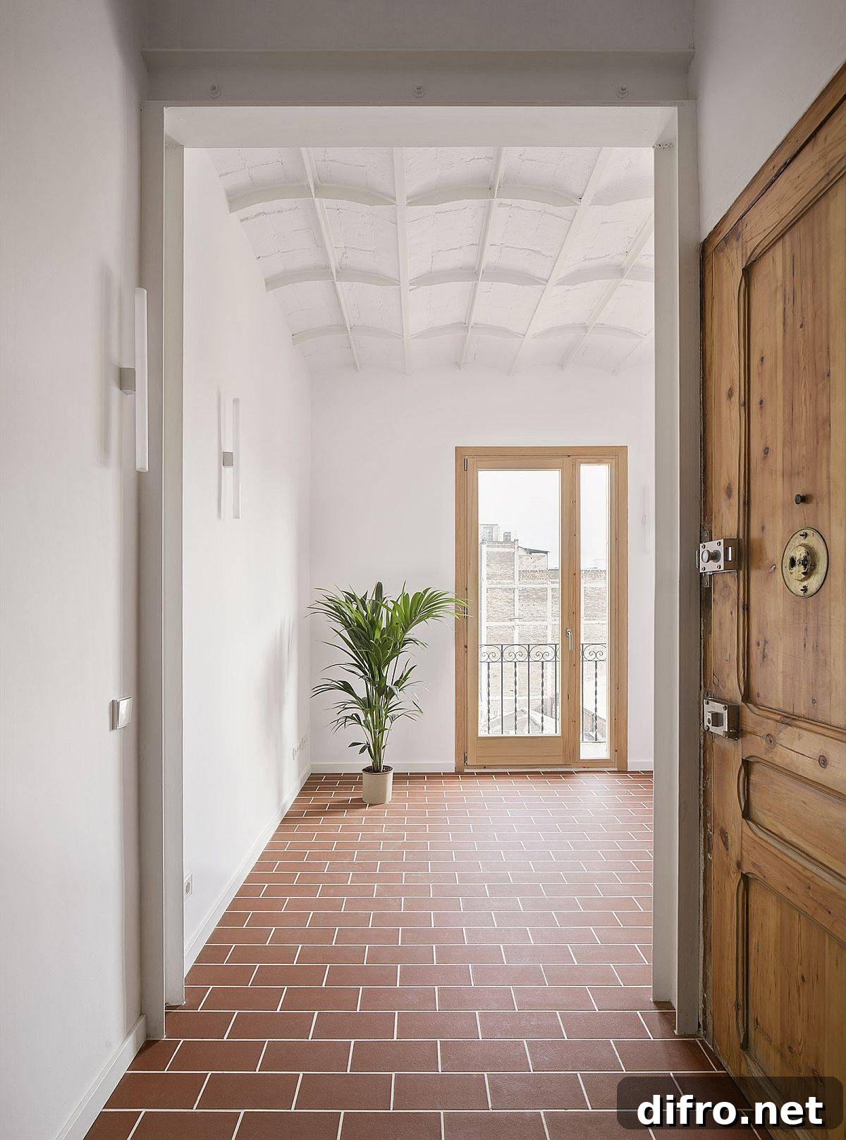 Classic ceilings and terracotta tiles in a Barcelona apartment