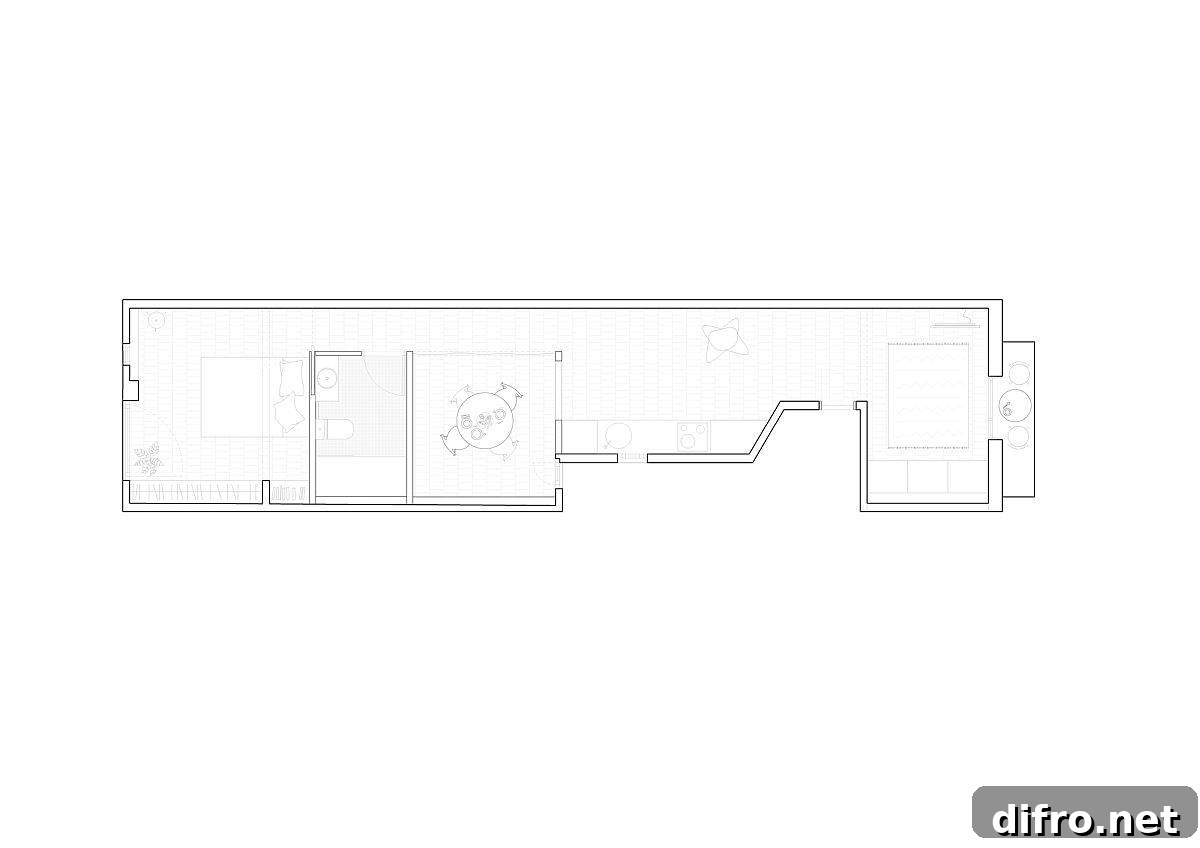 Design plan of the renovated Pujades 141 Apartment in Barcelona