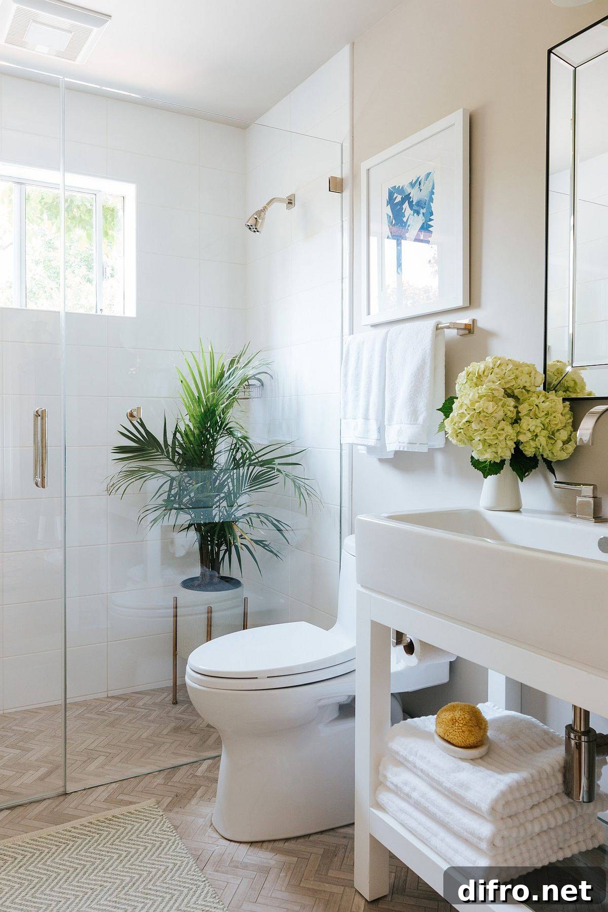 Small white bathroom with beige walls