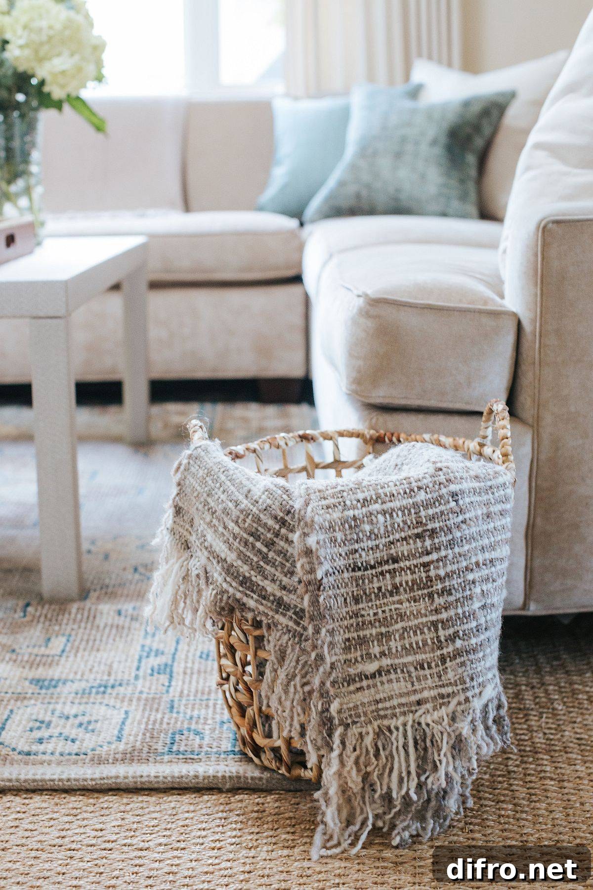Choosing the right rug and decor for a beach-style living room