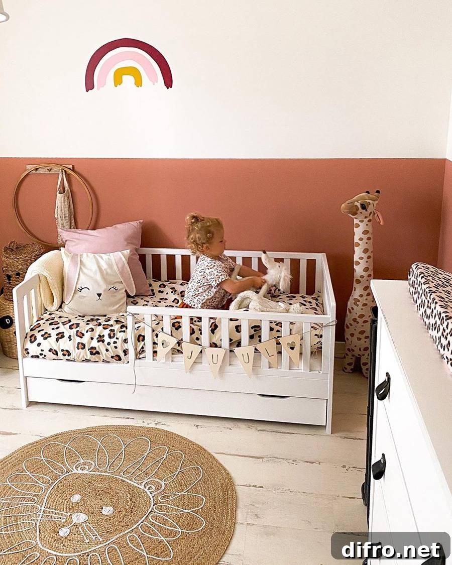 White and terracotta nursery design idea
