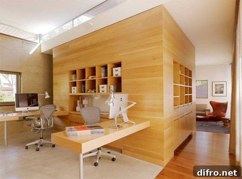 Stylish Office With Wooden Walls