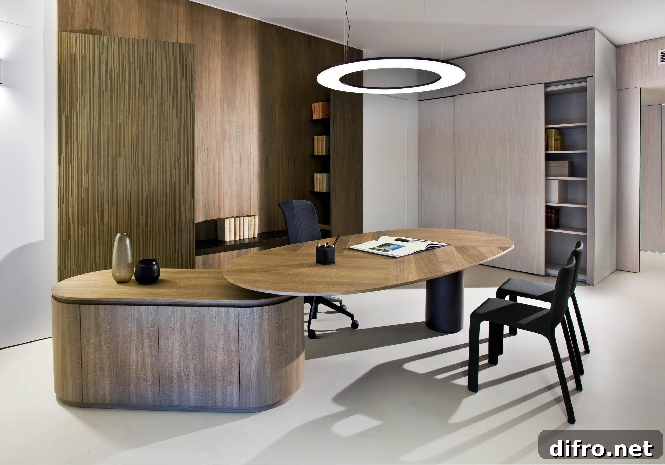 Oval Wooden Desk.