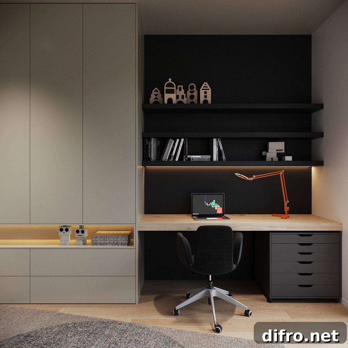 Minimalist Office With Dark Color Theme