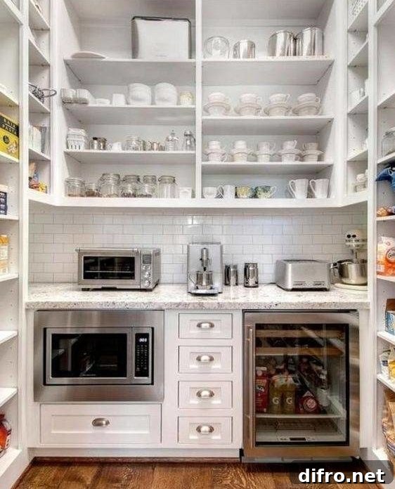 walk in pantry with organized shelves