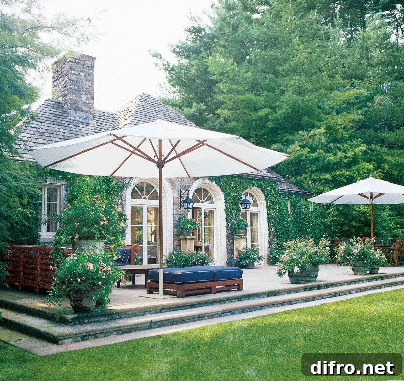 umbrella-covered patio