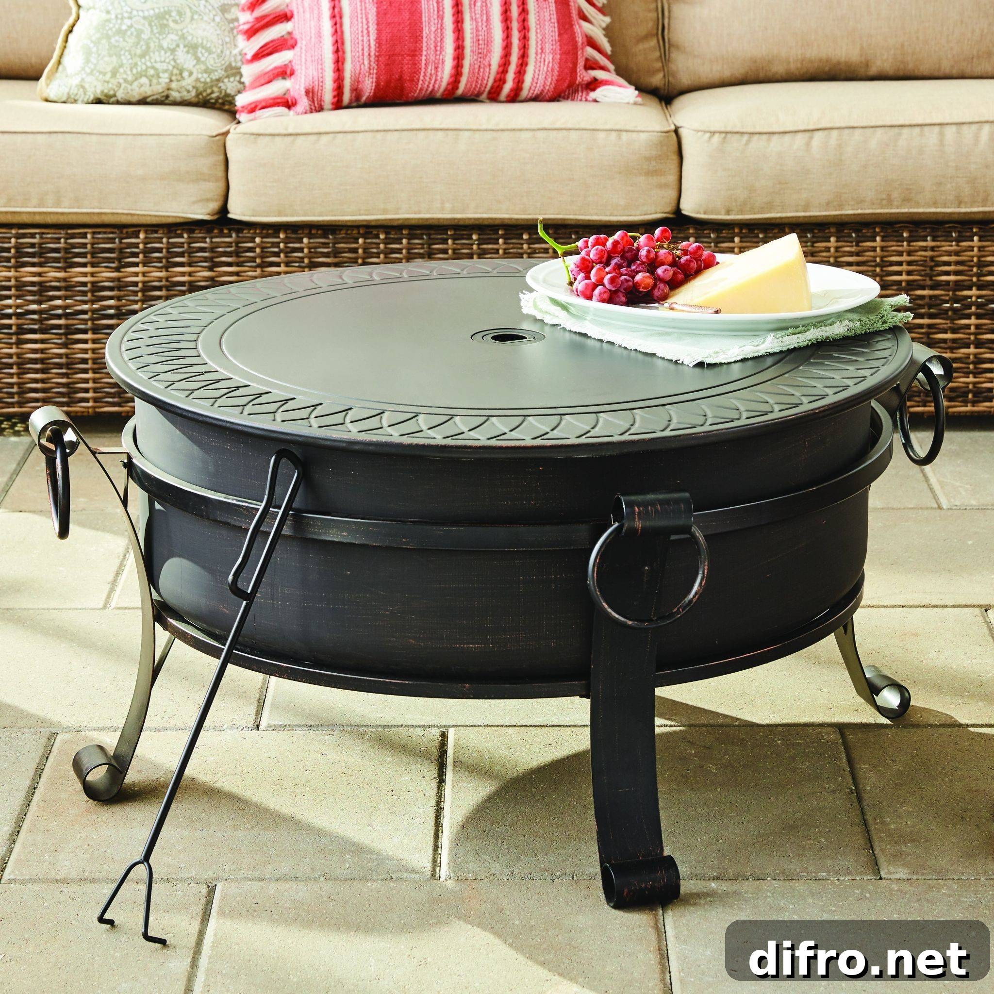 convertible fire pit with tabletop cover