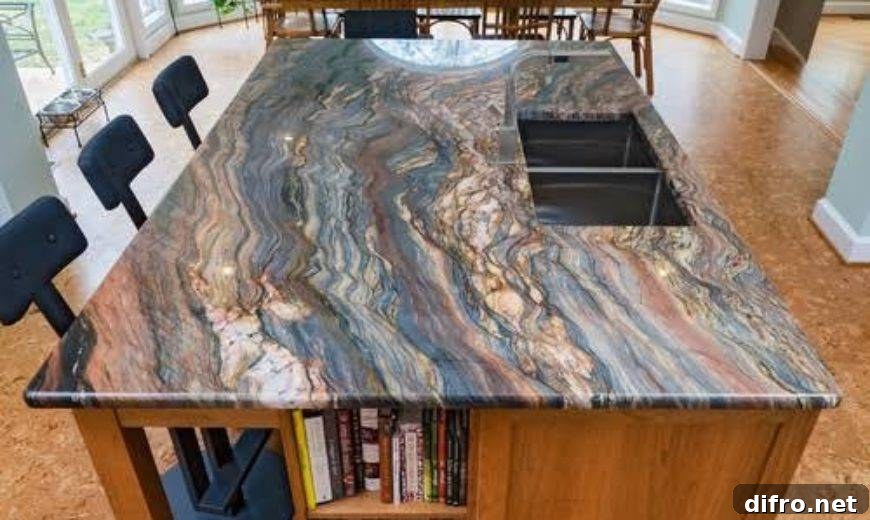 riverbed multicolor granite countertop