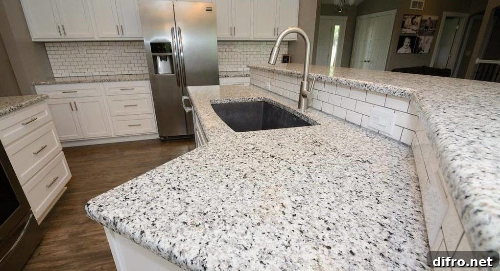 White granite with black and grey spots