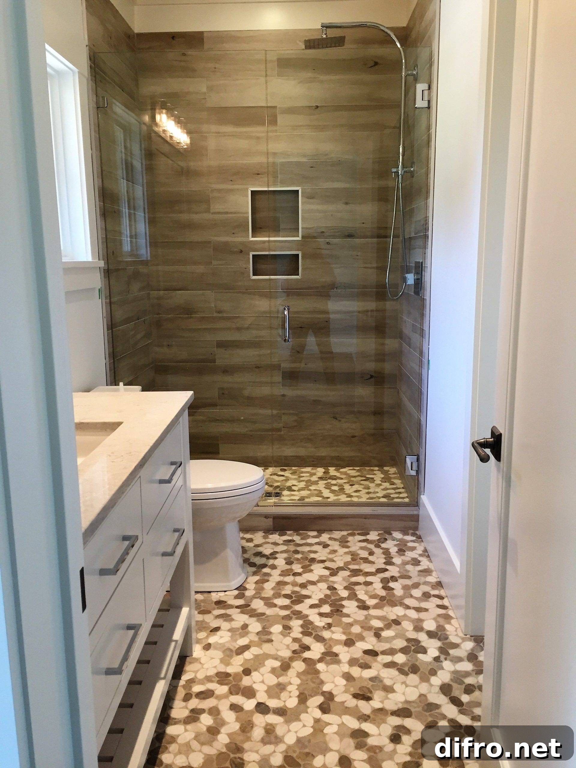 Bold Mosaic Tile Wall With Wood Tile Wall.