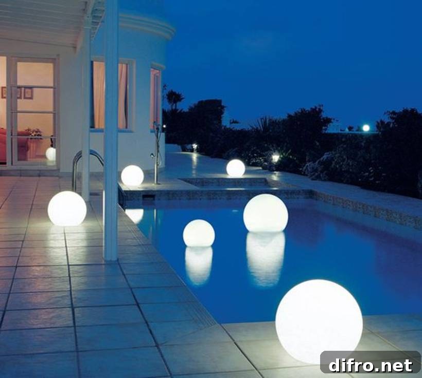 floating orb lights in pool