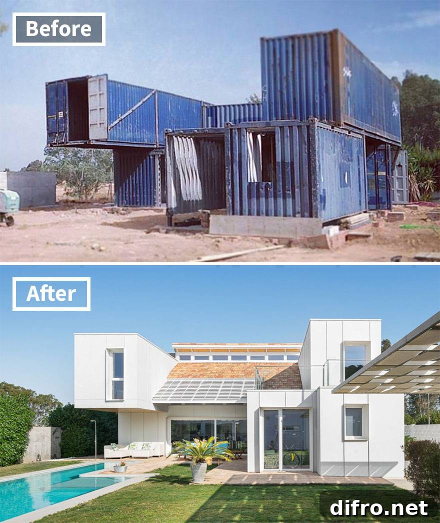 container home before and after in Seville