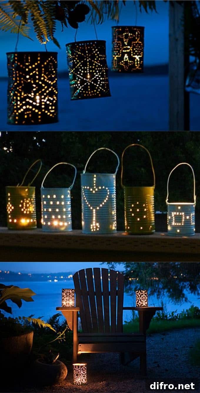 tin can hole punched outdoor lanterns