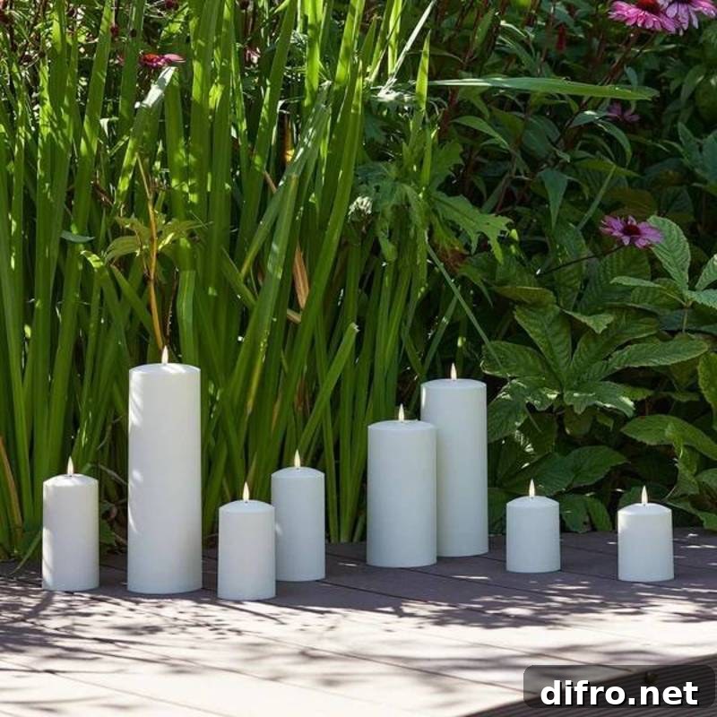candles on patio against grass