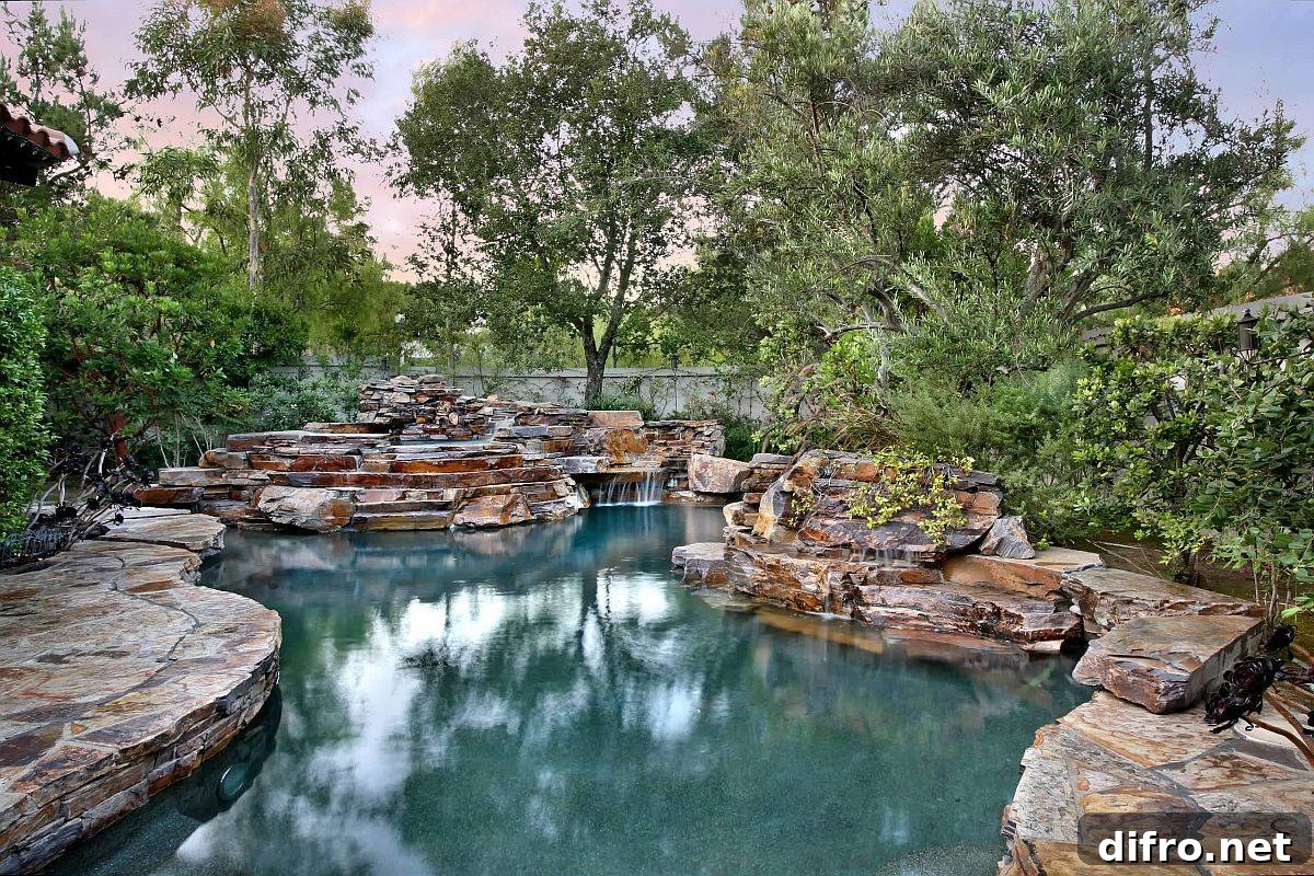 Natural pool with surrounding greenery