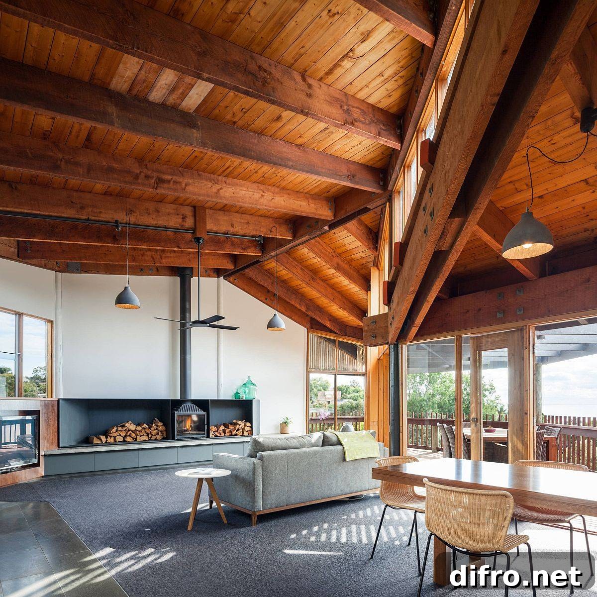 High timber ceilings and cross-ventilation keep interiors cool