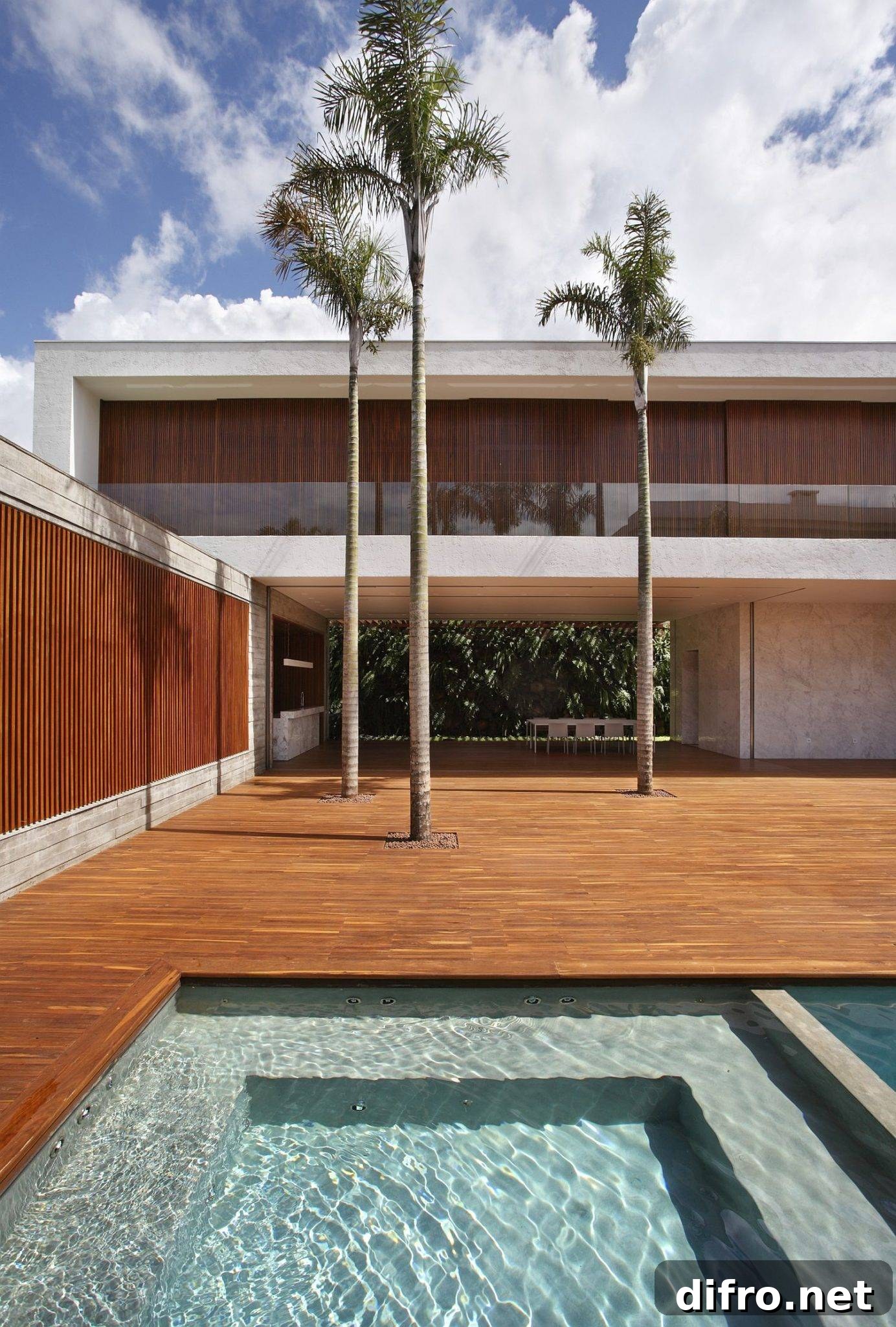 Timber slats and blinds protect from direct sunlight