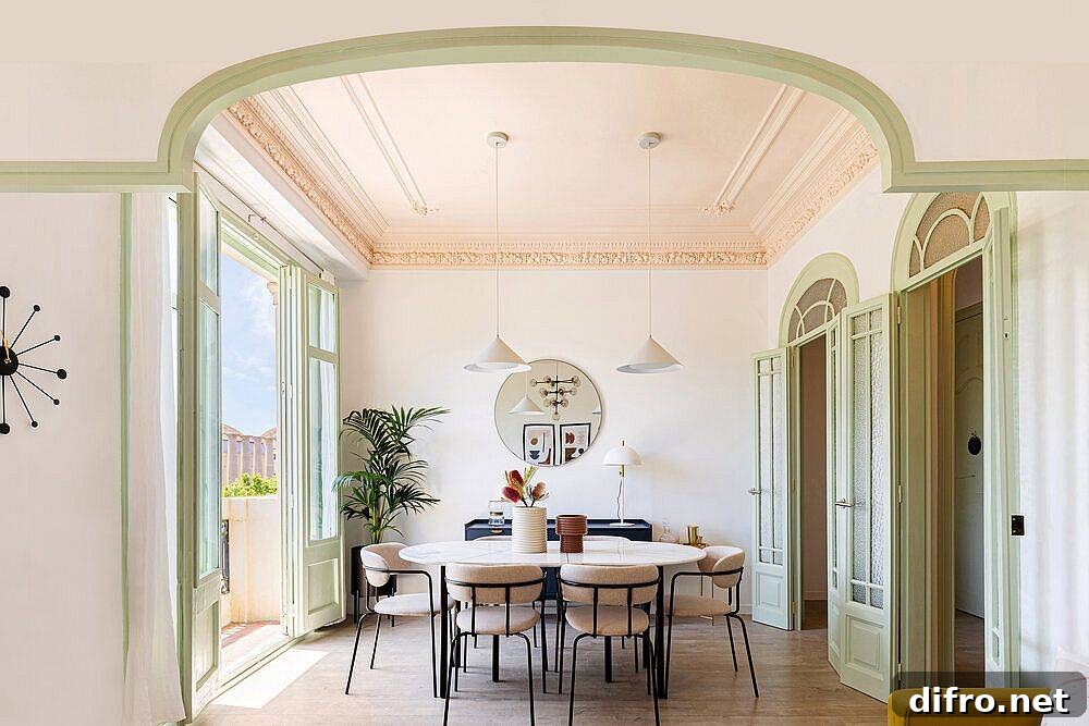 Dining area combining classic and modern design