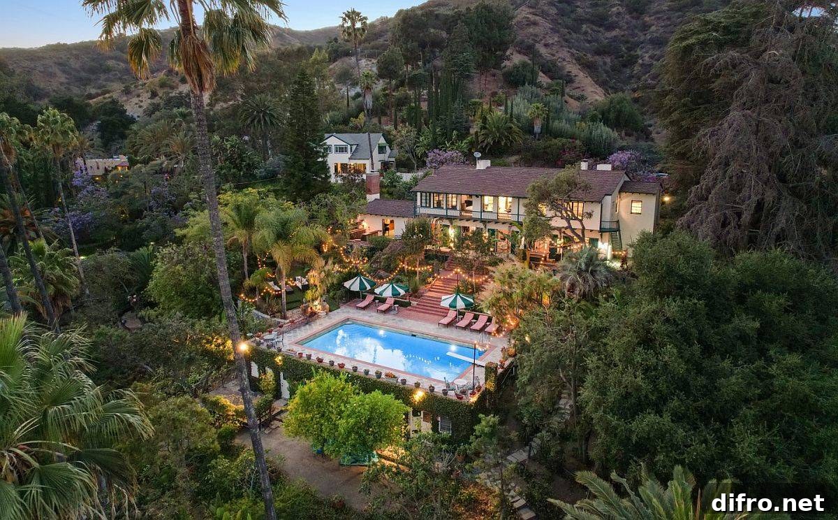 Aerial view of the Hollywood Hills estate