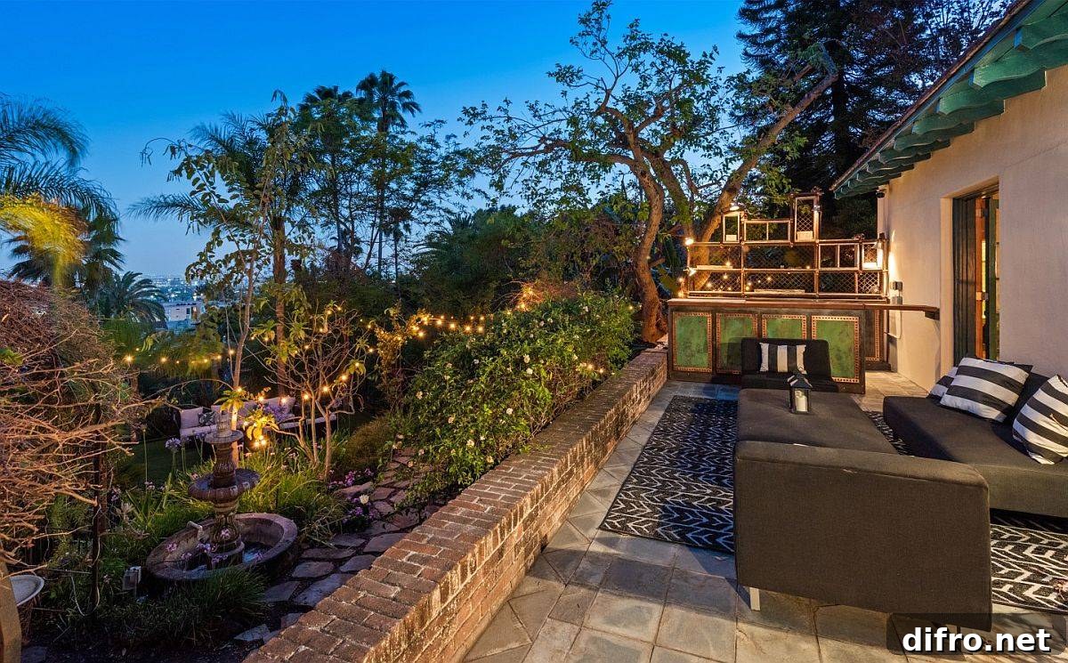 Patio with seating and views