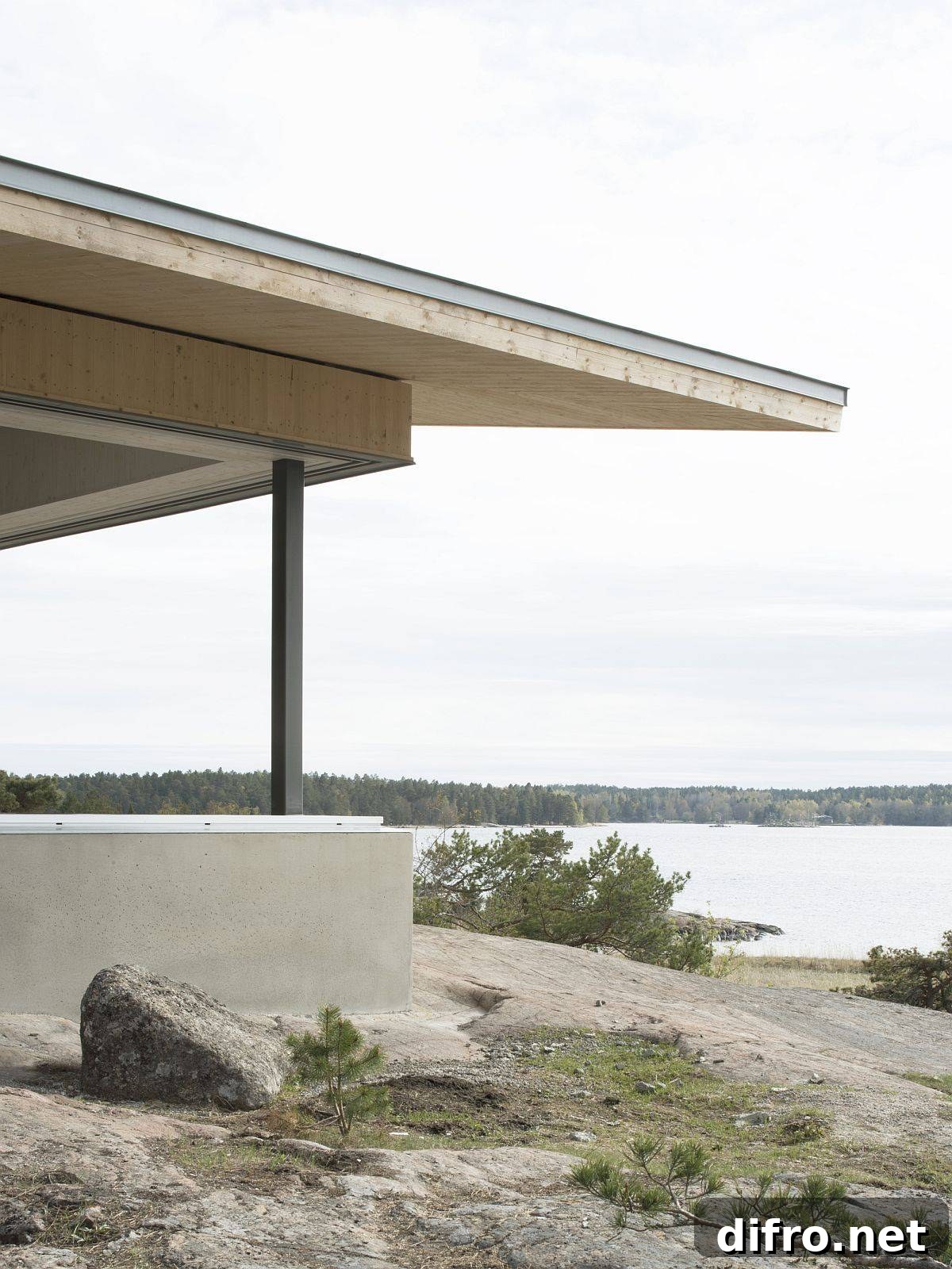Concrete plinth around the house